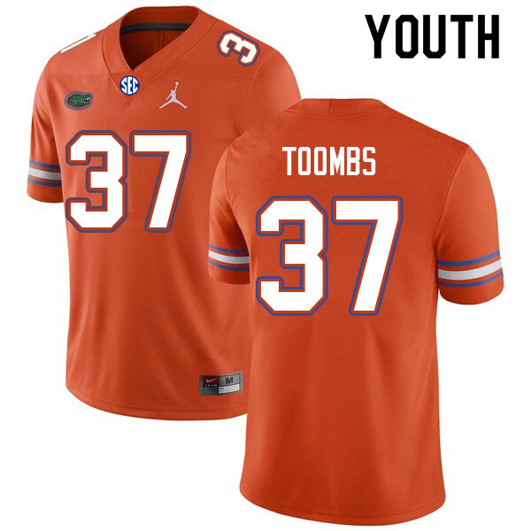 Youth #37 Javion Toombs Florida Gators College Football Jerseys Sale-Orange - Click Image to Close